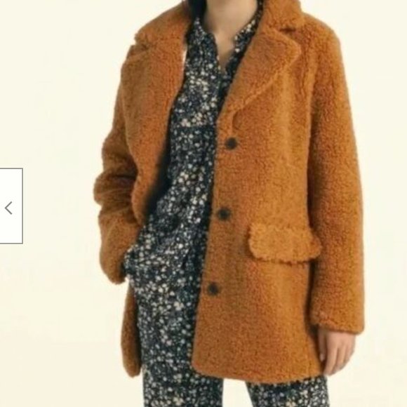 J. Crew NWT Adobe Clay Teddy Sherpa Jacket Size XL - Picture 2 of 4